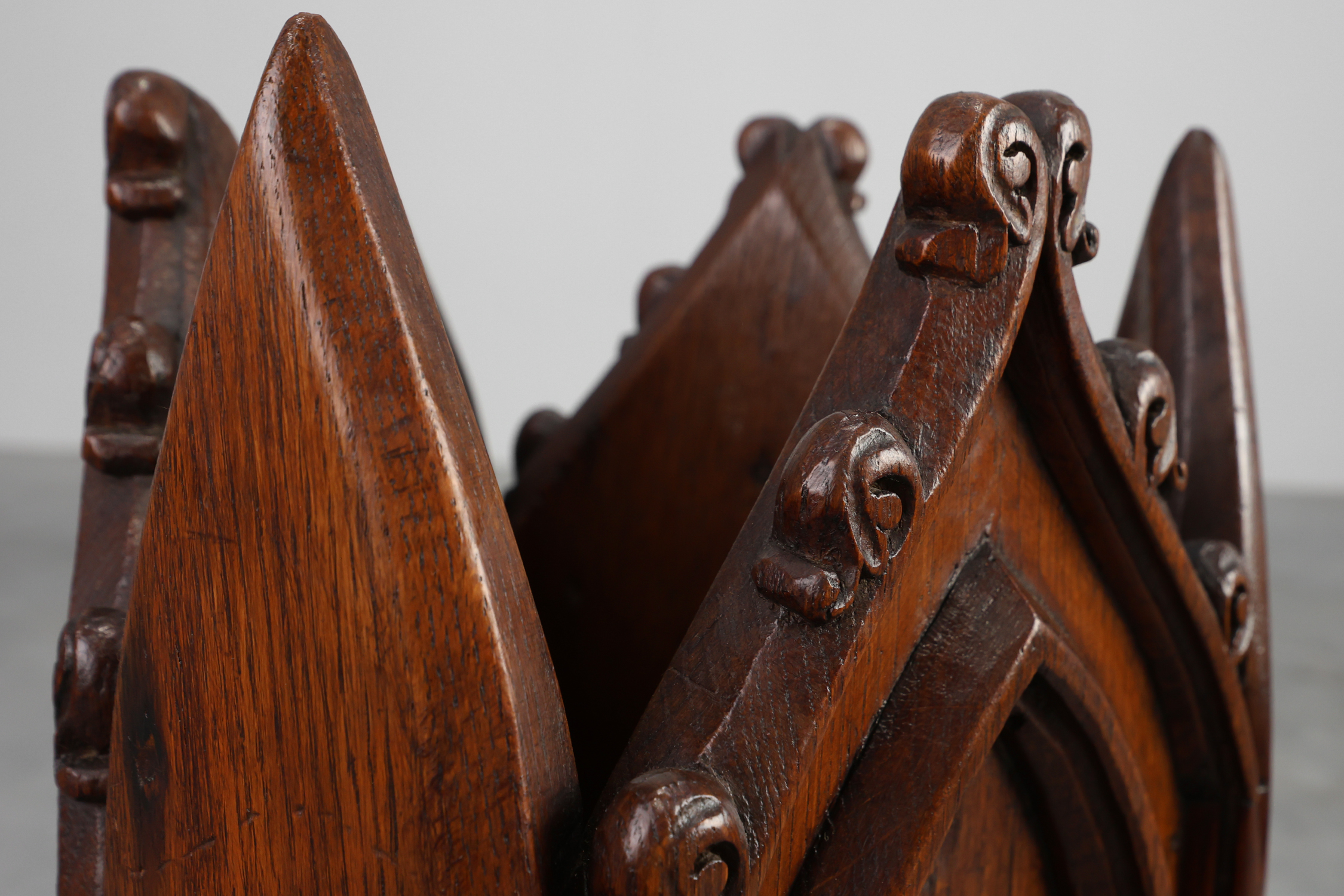 Neo-Gothic Oak Umbrella Stand with Sculptural Carving, France, 19th Centurythumbnail